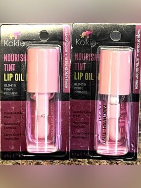 Kokie Cosmetics Nourish Tint Lip Oil — Pinky Promise (Pink). Set of 2.